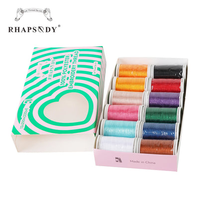 Rhapsody 6/60 ensemble de couleurs frère fil à broder en Polyester de qualité supérieure 200M (220Y) chaque bobine frère Babylock Janome Singer Hom