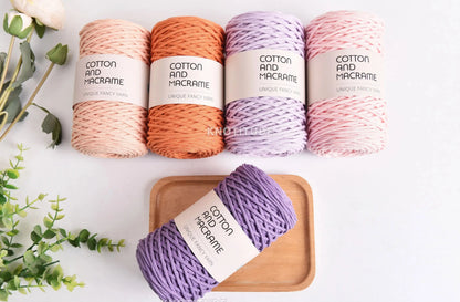 KNOOUS UDE-Fil à tricoter à la main en macramé de coton, sac de fil à crocheter, 130 coton de haute qualité, 3mm, 100% m par rouleau