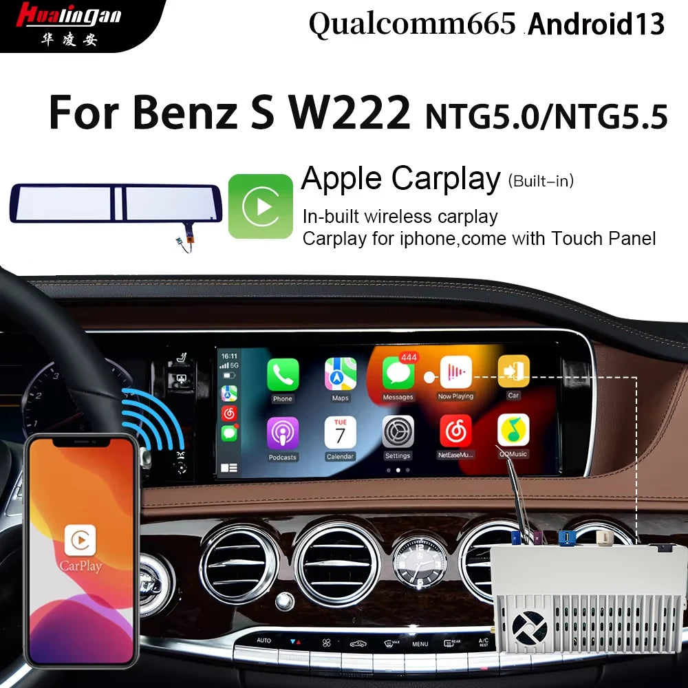 Hualingan pour Mercedes S W222 2014-2019 MBUX Carplay box AI Carplay Youtube 4G Android Auto Carplay écran complet NTG5.5 NTG5.0