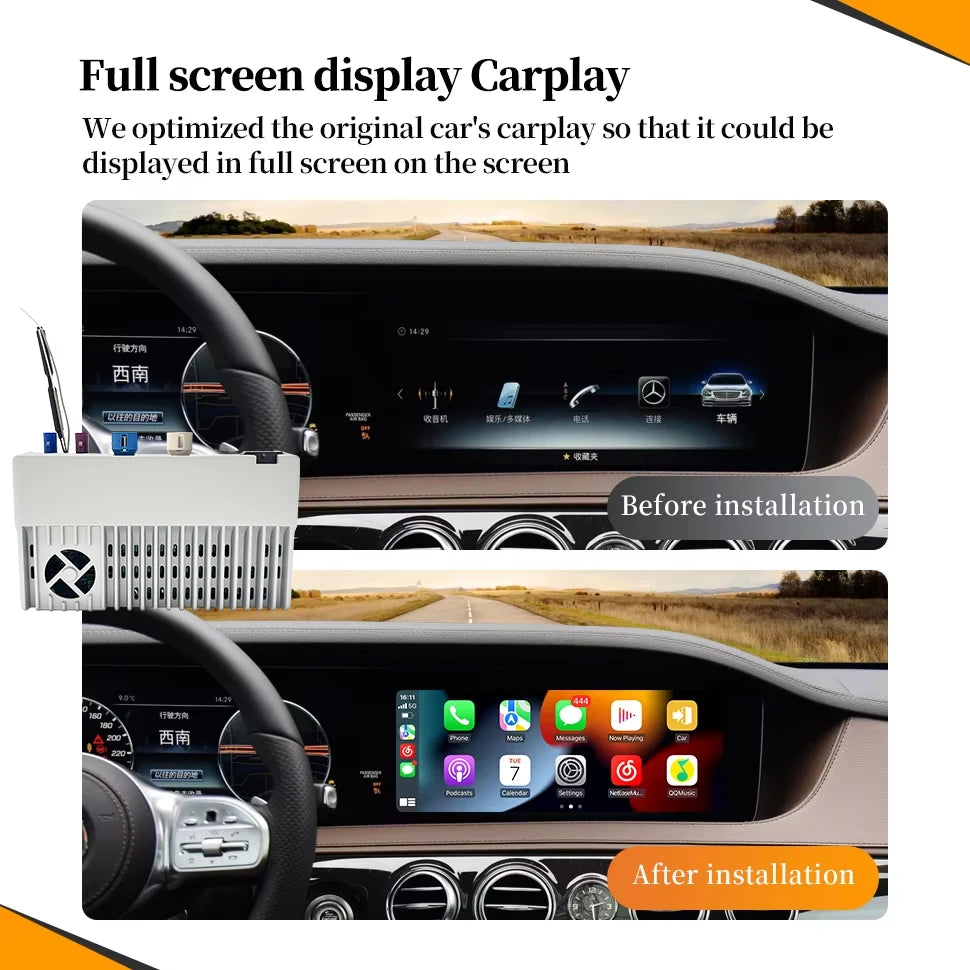 Hualingan pour Mercedes S W222 2014-2019 MBUX Carplay box AI Carplay Youtube 4G Android Auto Carplay écran complet NTG5.5 NTG5.0