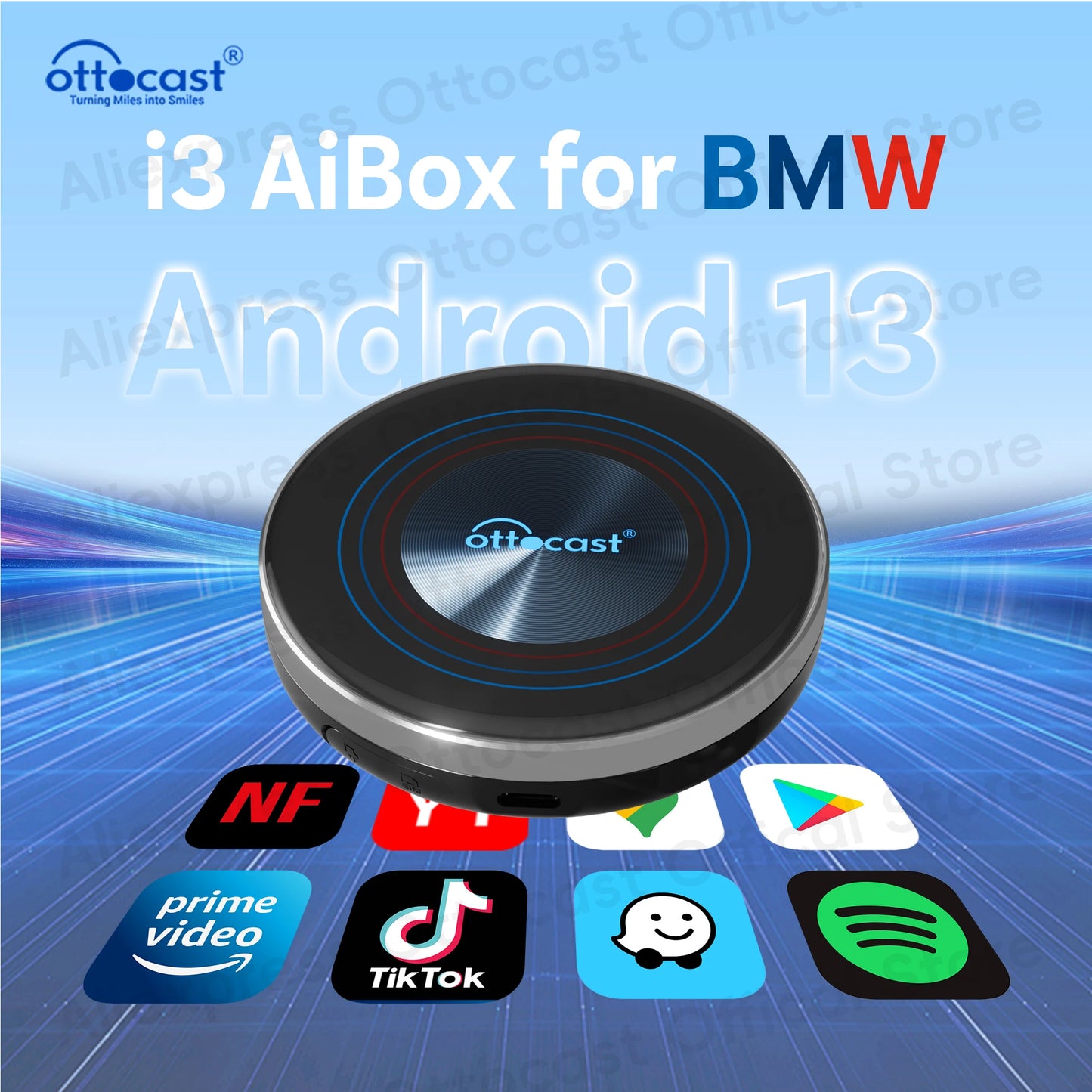 OTTOCAST Android 13 AI Box pour BMW CarPlay sans fil pour Netflix pour BMW ID6 ID7 ID8 accessoires de voiture 2025 cadeau du nouvel an pour hommes