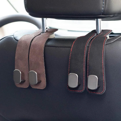 Un crochet pour appui-tête de voiture en cuir artificiel, un organisateur peu encombrant pour sacs à main et sacs de courses, idéal pour les SUV et les mini