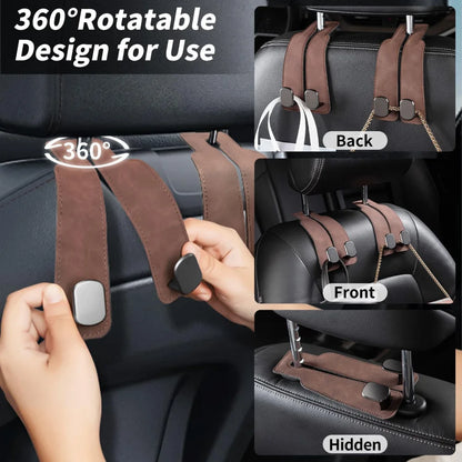 خطاف لمسند رأس السيارة من الجلد الصناعي، منظم موفر للمساحة للمحافظ وحقائب التسوق، مثالي للسيارات الرياضية متعددة الاستخدامات والسيارات الصغيرة.