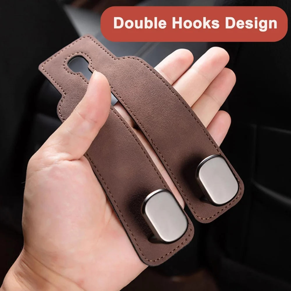 Un crochet pour appui-tête de voiture en cuir artificiel, un organisateur peu encombrant pour sacs à main et sacs de courses, idéal pour les SUV et les mini
