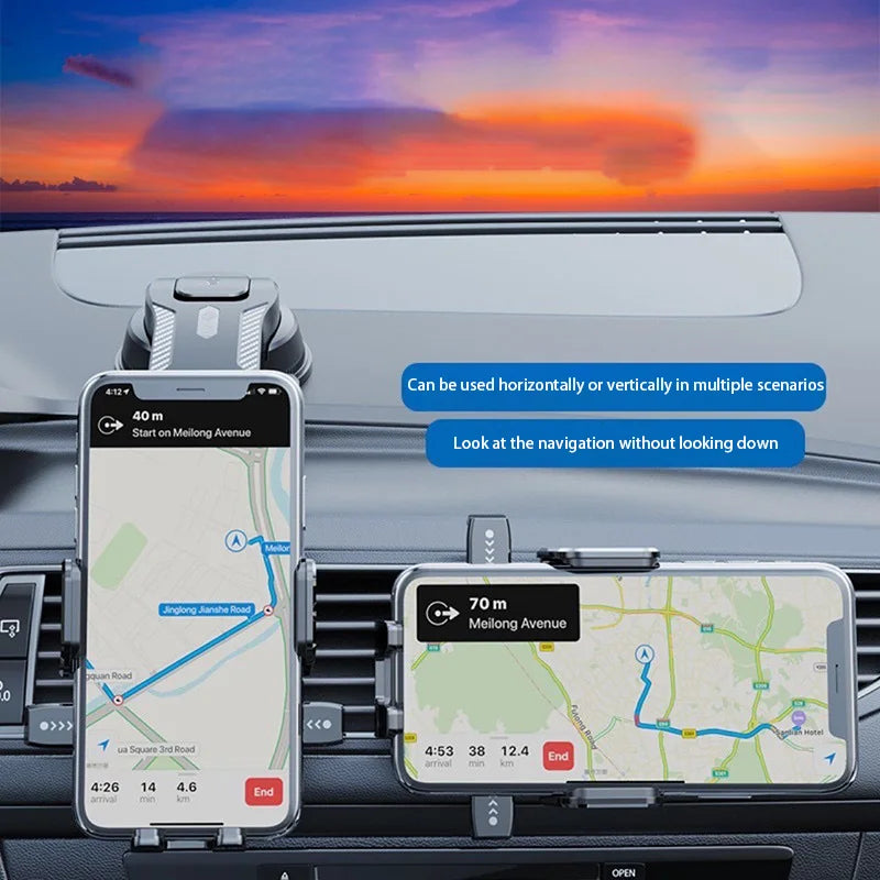 Support universel pour téléphone de voiture - Support de tableau de bord, pare-brise, bureau pour la navigation GPS, support de suspension sécurisé