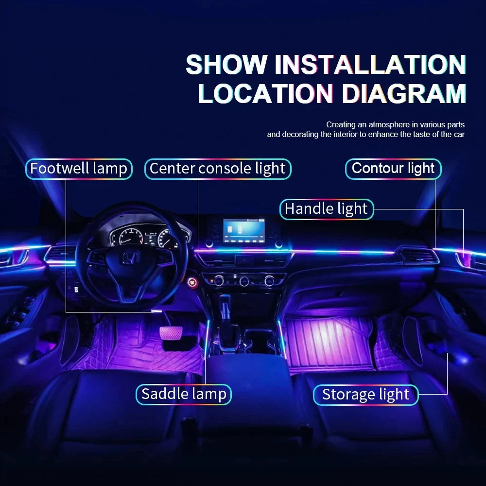 أضواء محيطة LED من الأكريليك 22 في 1 لنيسان ألتيما روج كليو كابتور إكليبس، وبي إم دبليو F30 F31 F10 F11 F07 F18 G30 G38