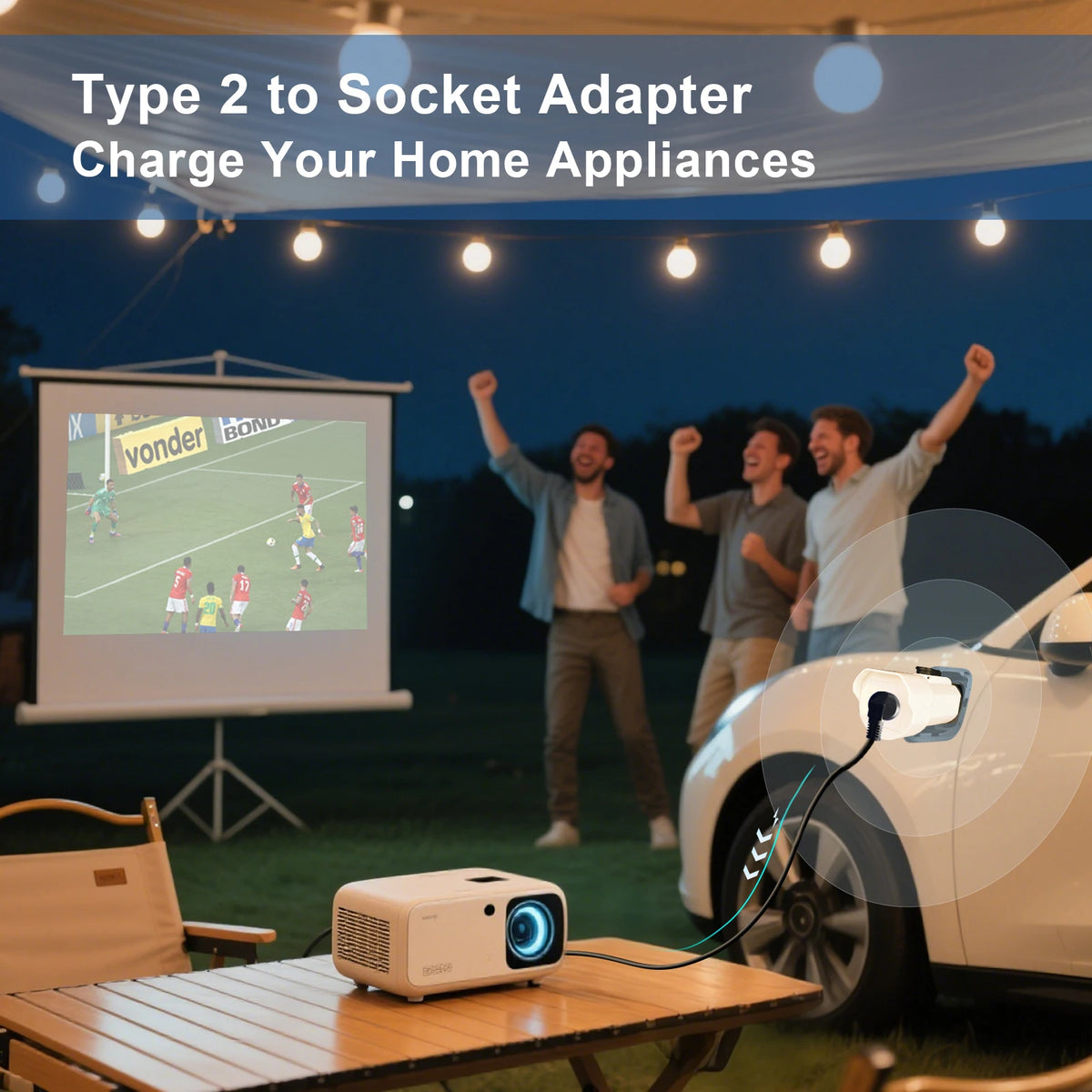 EVqiaoyi – adaptateur de déchargeur Type 2 V2L, prise ue 16A, décharge type2, pour BYD MG 4 Renault Jaecoo 7 Omoda Hyundi ZEEKR