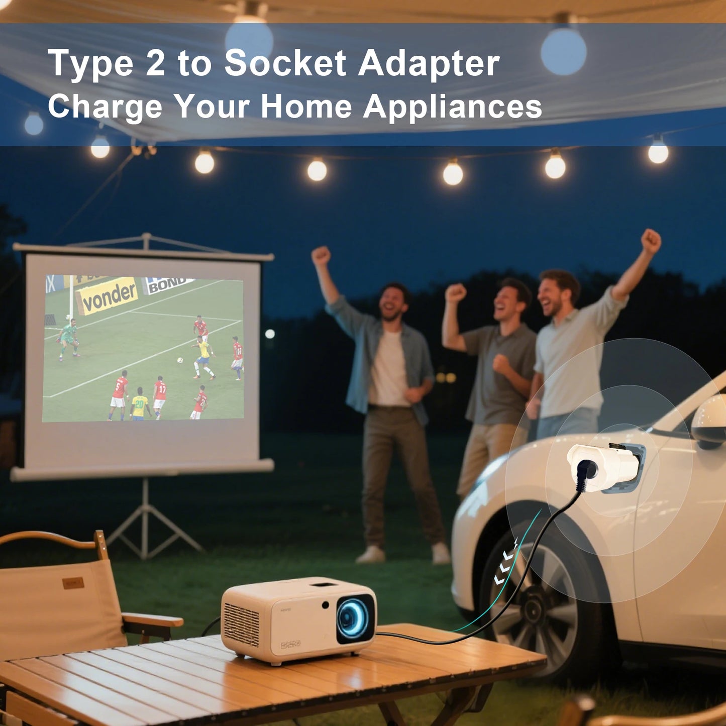 EVqiaoyi – adaptateur de déchargeur Type 2 V2L, prise ue 16A, décharge type2, pour BYD MG 4 Renault Jaecoo 7 Omoda Hyundi ZEEKR