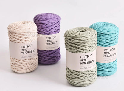 KNOOUS UDE-Fil à tricoter à la main en macramé de coton, sac de fil à crocheter, 130 coton de haute qualité, 3mm, 100% m par rouleau