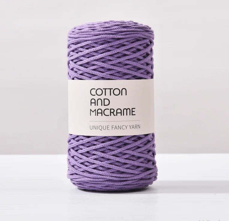 KNOOUS UDE-Fil à tricoter à la main en macramé de coton, sac de fil à crocheter, 130 coton de haute qualité, 3mm, 100% m par rouleau