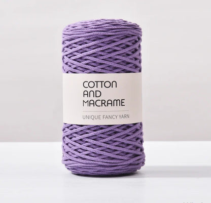 KNOOUS UDE-Fil à tricoter à la main en macramé de coton, sac de fil à crocheter, 130 coton de haute qualité, 3mm, 100% m par rouleau