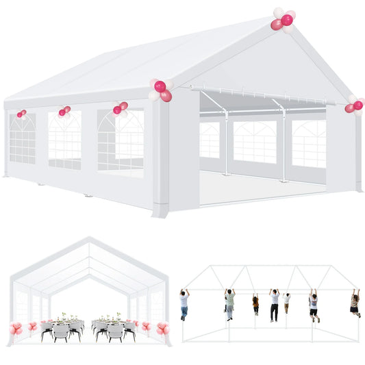 Tente de fête robuste 20x20 pieds pour fêtes, auvent étanche pour mariage et événements, Carpas para Fiestas avec parois latérales amovibles