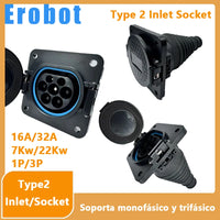 Erobot véhicule électrique voitures charge Evse Type 2 prises d'entrée EV 16A-32A 1P 3 phases pour IEC 62196-2 EV chargeur adaptateur prise
