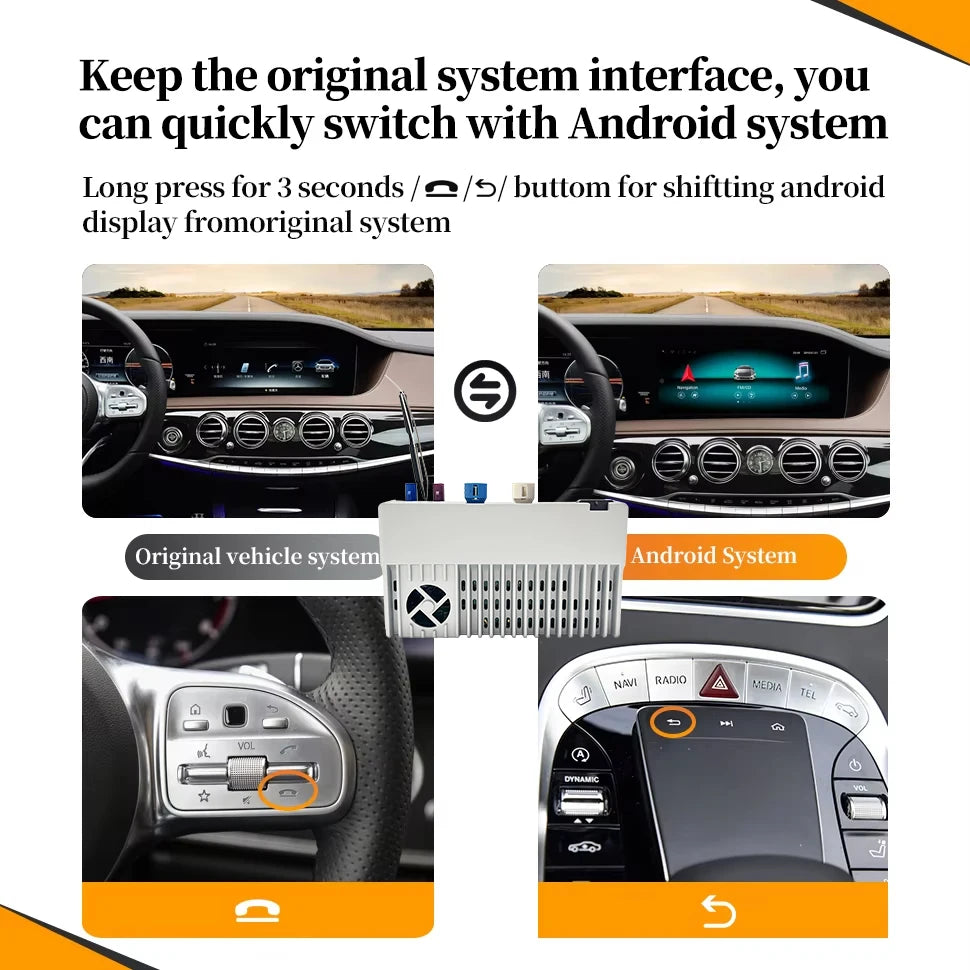 Hualingan pour Mercedes S W222 2014-2019 MBUX Carplay box AI Carplay Youtube 4G Android Auto Carplay écran complet NTG5.5 NTG5.0
