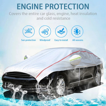 Demi-bâche universelle pour voiture, imperméable, pour l'extérieur, Oxford, soleil, pluie, Protection Uv, anti-poussière, anti-neige, pour SUV, berline