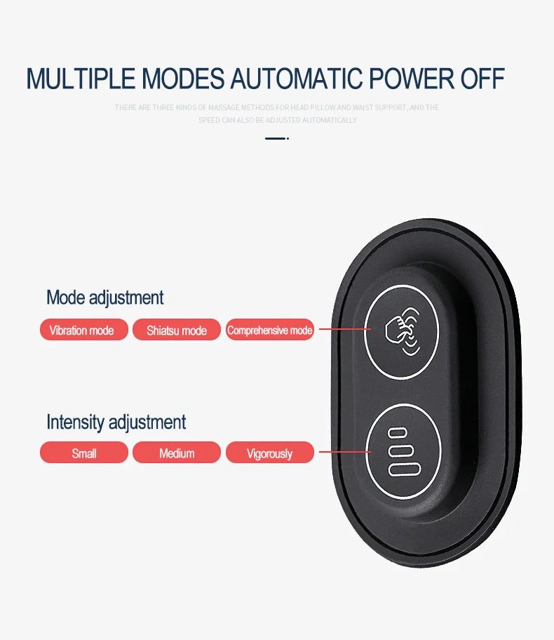 Coussin de cou de massage de vibration de voiture, support lombaire intelligent électrique, coussin de dos de repos de sauna de siège de voiture de voyage