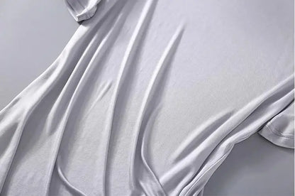 T-shirt ras du cou à manches courtes pour homme, vêtements de nuit, 50% soie, 50% Viscose, SG201