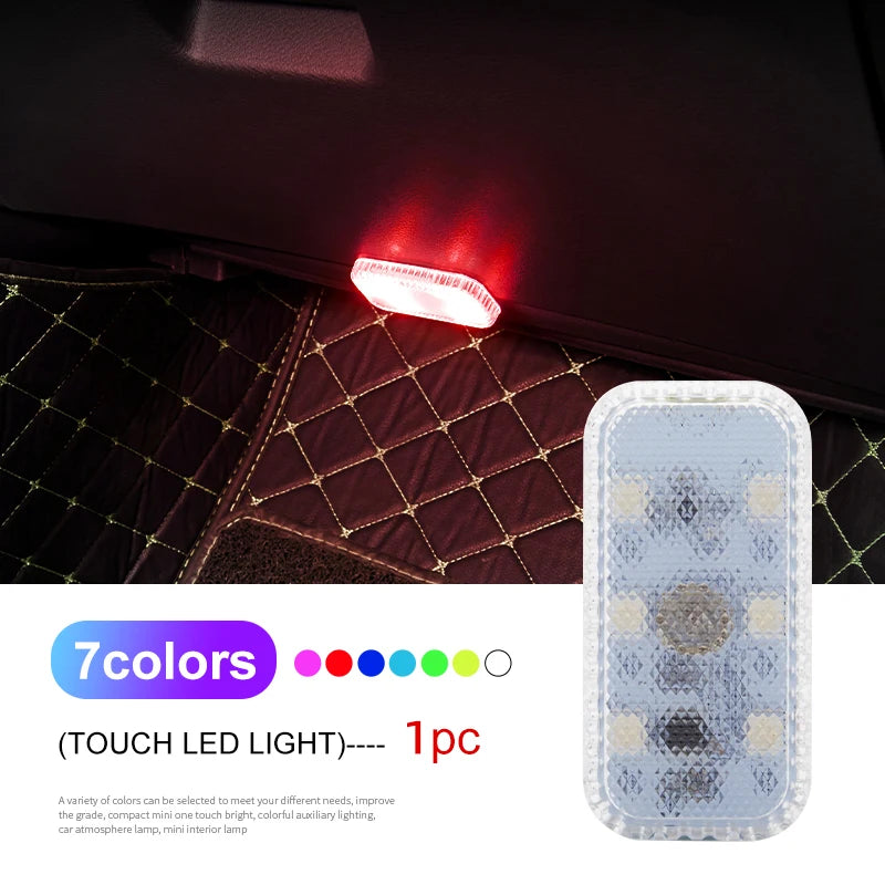 LED tactile lumière Mini sans fil voiture éclairage intérieur Auto toit plafond lampe de lecture pour porte pied coffre boîte de rangement USB charge