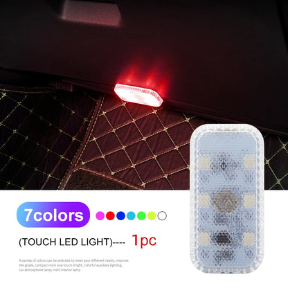LED tactile lumière Mini sans fil voiture éclairage intérieur Auto toit plafond lampe de lecture pour porte pied coffre boîte de rangement USB charge
