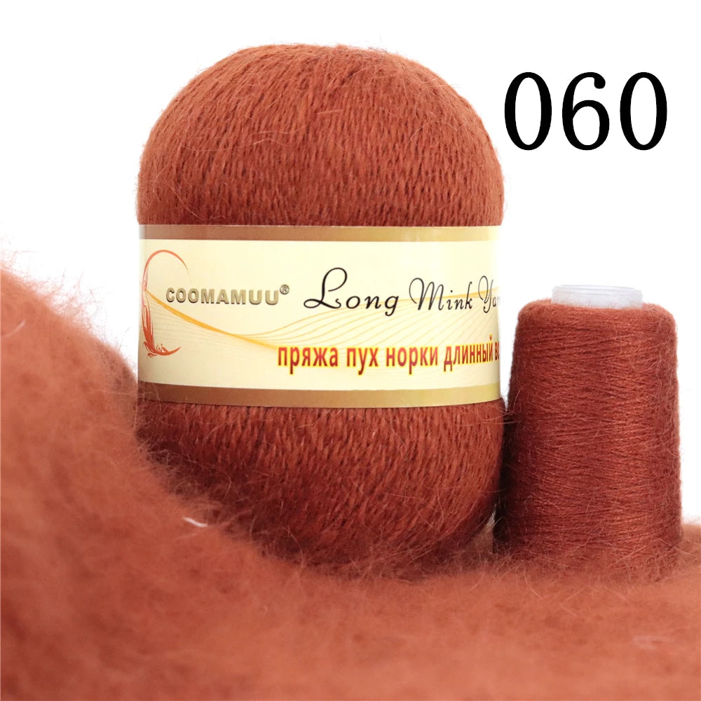 خيط كشمير المينك الروسي المنفوش، خيط أزياء، خيط يدوي لمورد DIY، 50 جرام أساسي، 20 جرام إضافي، جديد