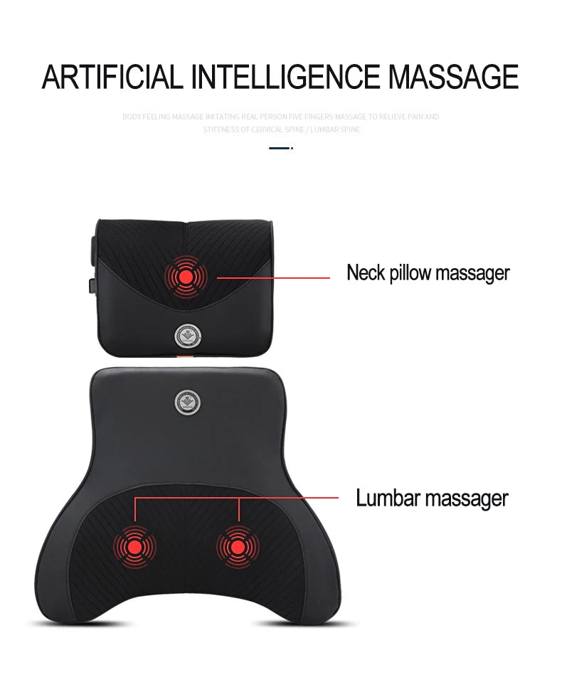 Coussin de cou de massage de vibration de voiture, support lombaire intelligent électrique, coussin de dos de repos de sauna de siège de voiture de voyage