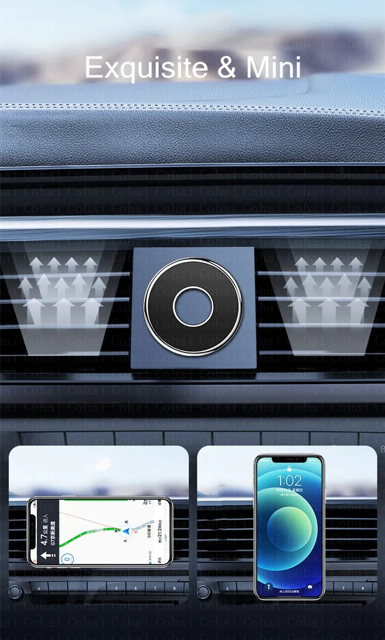 Support magnétique pour téléphone de voiture, mini support rond pour tableau de bord, pour iPhone, Samsung, Xiaomi, support magnétique en métal pour GPS, support mural