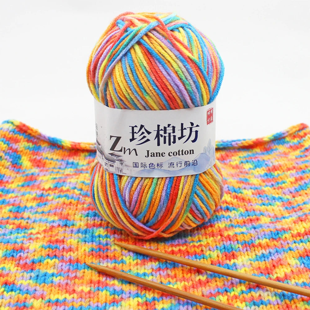Fil de Laine Doux et Chaud à la Main, Crochet Double Ogo, BLANC ateur de Couleurs, Fil de Barrage, Bricolage Artisanal, Tricot, Pull, Écharpe, Chapeau, 50g/Pièce