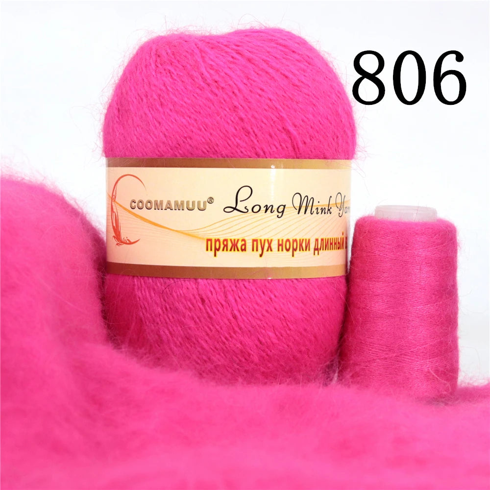 خيط كشمير المينك الروسي المنفوش، خيط أزياء، خيط يدوي لمورد DIY، 50 جرام أساسي، 20 جرام إضافي، جديد
