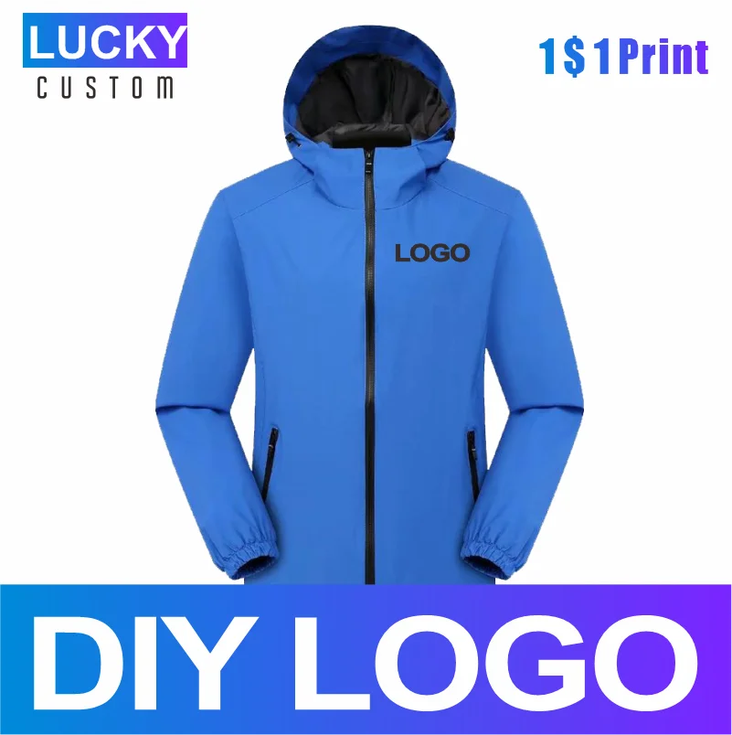 Veste Coupe-Vent à Capuche pour Homme et Femme, Impression Personnalisée, Alpinisme, Extérieur, Eau Verde, Confortable, Broderie, Respirant, Mode