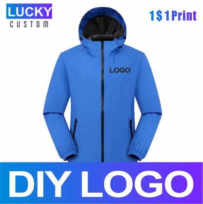 Veste Coupe-Vent à Capuche pour Homme et Femme, Impression Personnalisée, Alpinisme, Extérieur, Eau Verde, Confortable, Broderie, Respirant, Mode