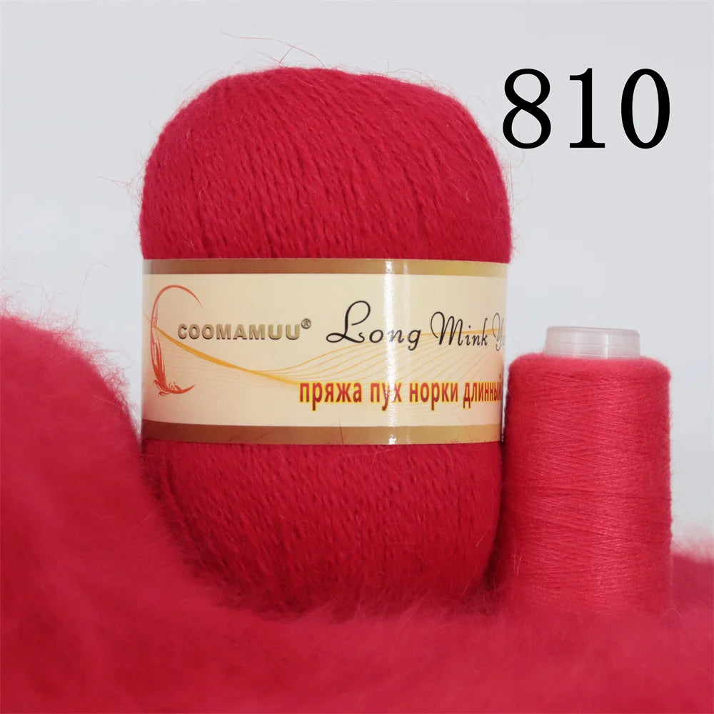 خيط كشمير المينك الروسي المنفوش، خيط أزياء، خيط يدوي لمورد DIY، 50 جرام أساسي، 20 جرام إضافي، جديد