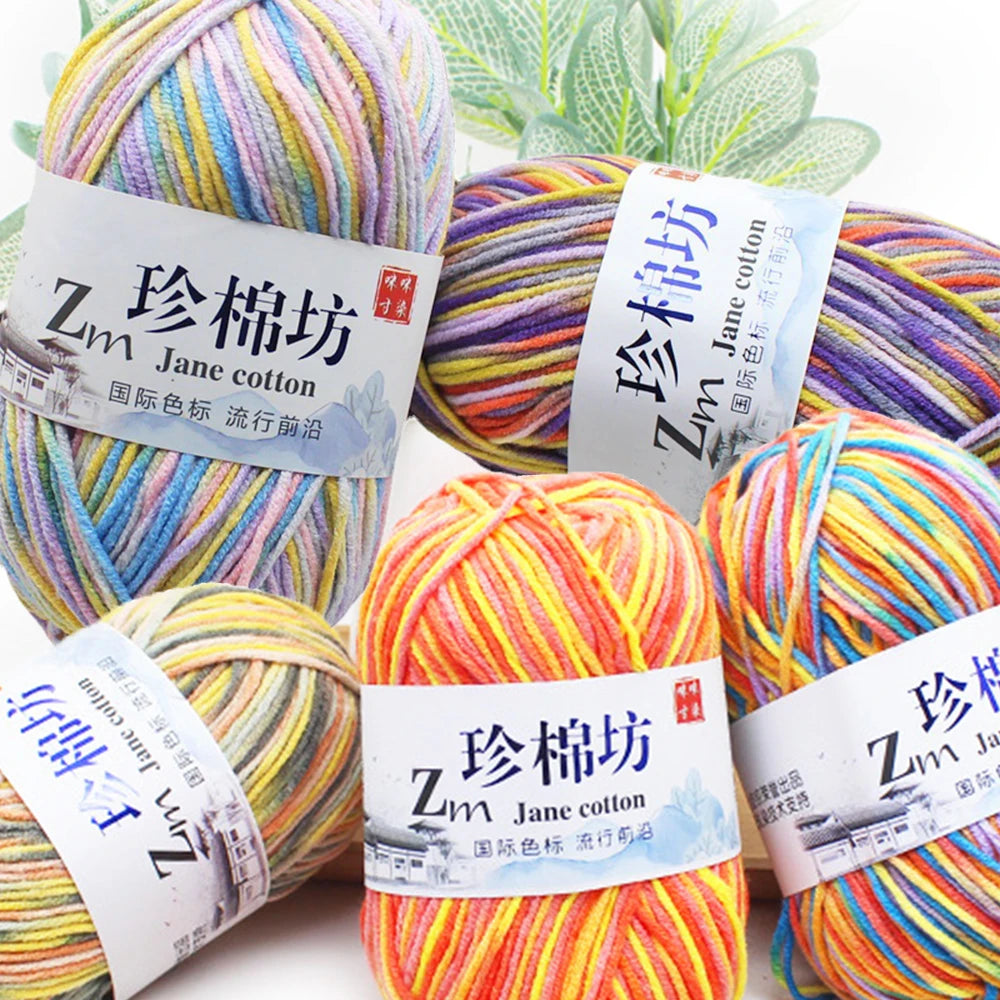 Fil de Laine Doux et Chaud à la Main, Crochet Double Ogo, BLANC ateur de Couleurs, Fil de Barrage, Bricolage Artisanal, Tricot, Pull, Écharpe, Chapeau, 50g/Pièce