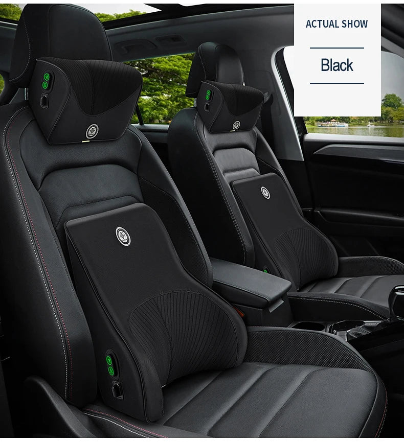 Coussin de cou de massage de vibration de voiture, support lombaire intelligent électrique, coussin de dos de repos de sauna de siège de voiture de voyage