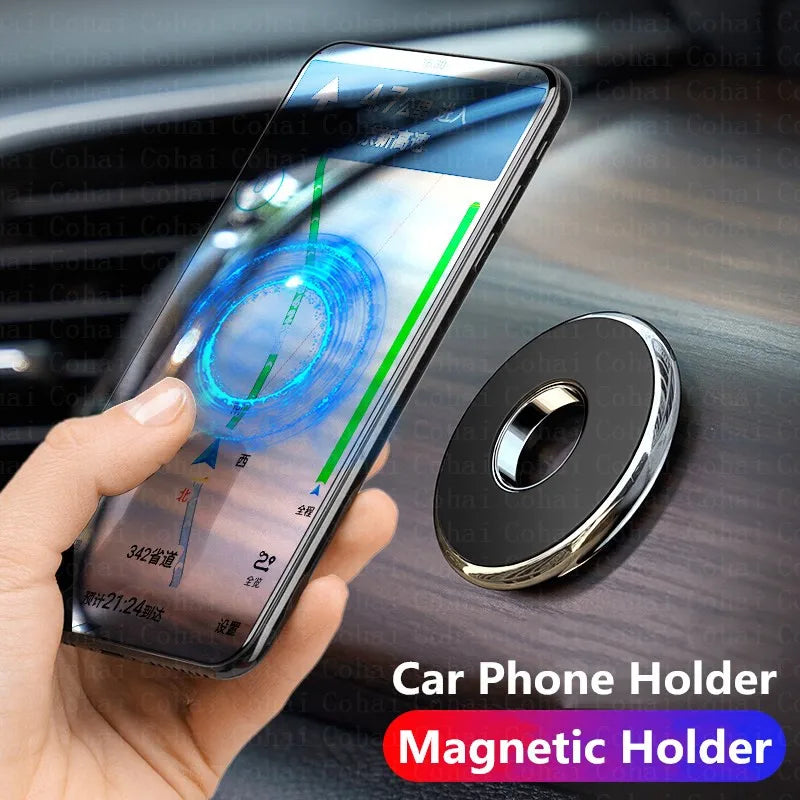 Support magnétique pour téléphone de voiture, mini support rond pour tableau de bord, pour iPhone, Samsung, Xiaomi, support magnétique en métal pour GPS, support mural