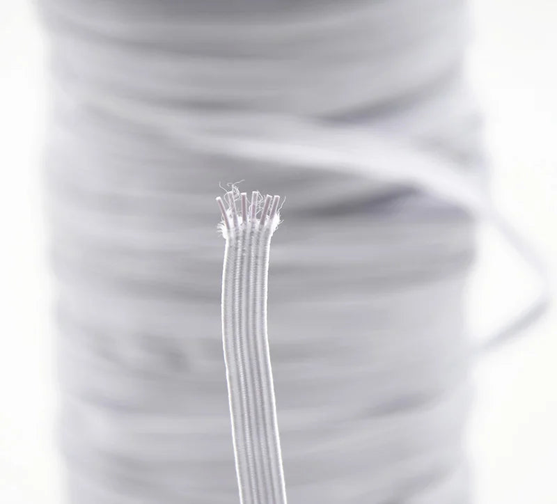 Rouleau de Bande artificiel astique en Nylon Blanc et Noir, Corde de Bain Tressée, Accessoire de Couture de Vêtement, Bricolage de Masque, 3/6/ 8/10/12mm, 1 Pièce