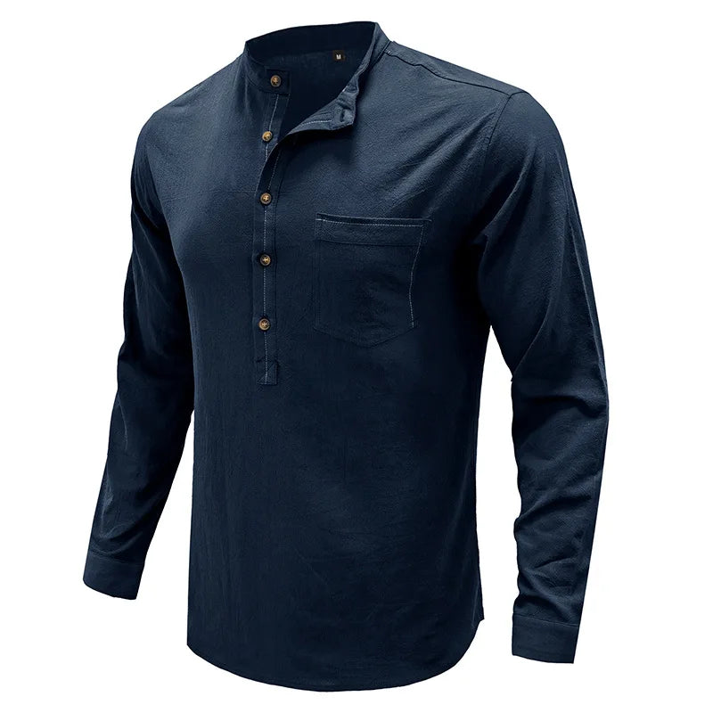 NEW1 1702 Men's shirt with multiple pockets, casual long sleeved top for Men's Shirts  K922K-01-06