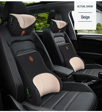 Coussin de cou de massage de vibration de voiture, support lombaire intelligent électrique, coussin de dos de repos de sauna de siège de voiture de voyage