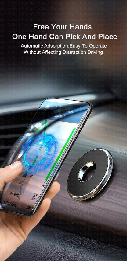 Support magnétique pour téléphone de voiture, mini support rond pour tableau de bord, pour iPhone, Samsung, Xiaomi, support magnétique en métal pour GPS, support mural