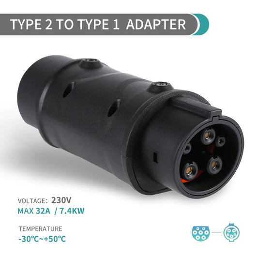 SaeJ – adaptateur 1772 vers Tesla T2-T1, Type 2 vers Type 1, chargeur EV, prise électrique 32a AC, connecteur de charge EVSE