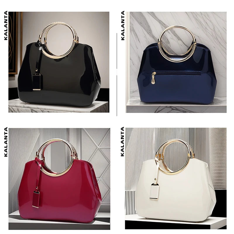 Kalanta Women's Luxury Bolsa Da Brands Pu Leather Shoulder Bag for Women Light Party Wallets Latest Version B Import Handbags