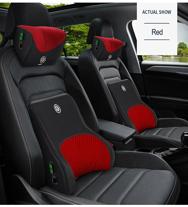 Coussin de cou de massage de vibration de voiture, support lombaire intelligent électrique, coussin de dos de repos de sauna de siège de voiture de voyage