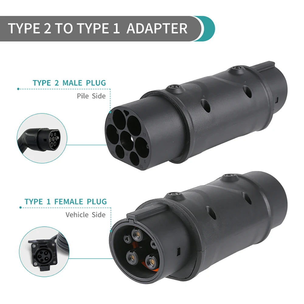 SaeJ – adaptateur 1772 vers Tesla T2-T1, Type 2 vers Type 1, chargeur EV, prise électrique 32a AC, connecteur de charge EVSE