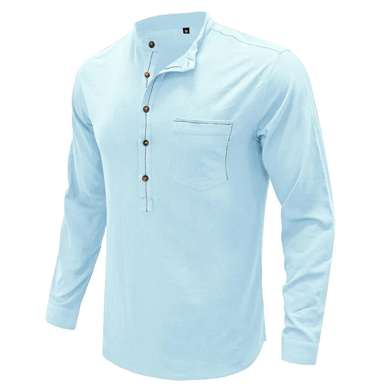 Wholesale Long Sleeve Shirt Linen Men Shirt Casual Long Sleeve 2025 Plus Size Men's Shirts for Guys