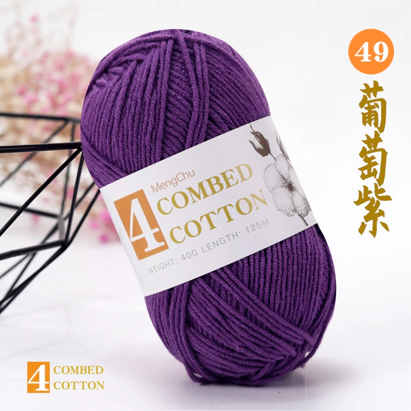 60% قطن 40% خيط أكريليك للحياكة اليدوية والكروشيه 4 طبقات من الخيوط، شباشب كروشيه، وسادة، دمية، سجادة، خيوط مخلوطة