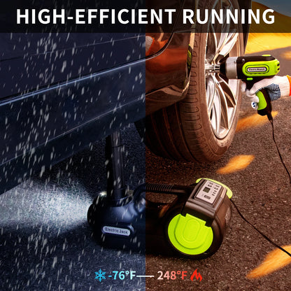 Cric Électrique 12V 5T Auto avec Lampe de Poche à LED et Pompe à Air H-155-450 /155-530 mm