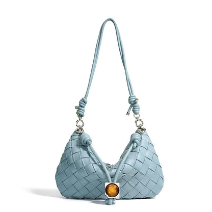 Custom Large Capacity Woven Cowhide Leather Tote Handbag for Women Luxury Portable Zipper Closure Shoulder Bag