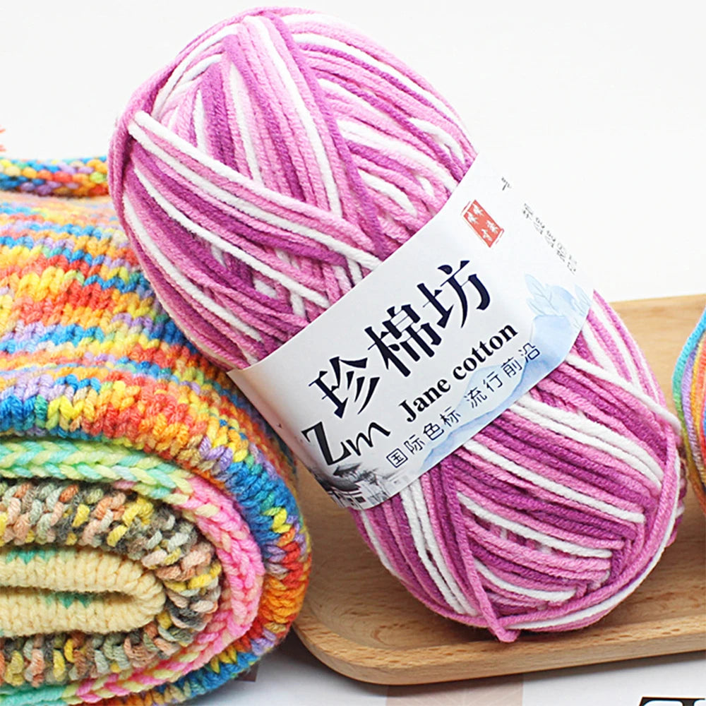 Fil de Laine Doux et Chaud à la Main, Crochet Double Ogo, BLANC ateur de Couleurs, Fil de Barrage, Bricolage Artisanal, Tricot, Pull, Écharpe, Chapeau, 50g/Pièce