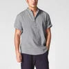 TTT-10047-T-Logo Short Sleeve Cotton Plus Size Casual Button Up Men Linen Shirt