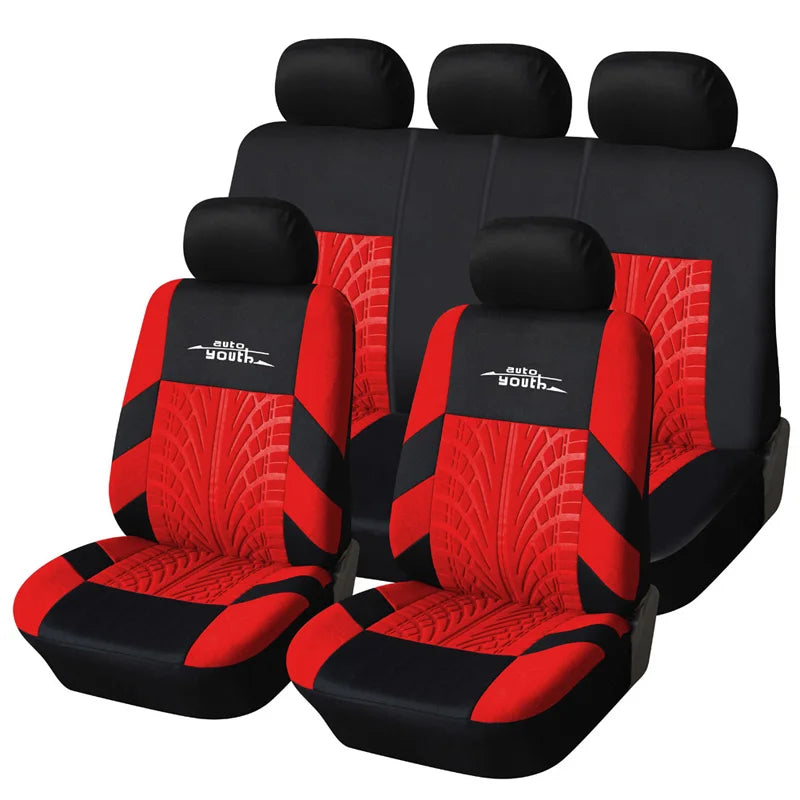 AU-UTH-Ensemble de Housses de Siège de Voiture Brodées, Protection Universelle Adaptée à la Plupart des Voitures, avec un Style Track Tatif