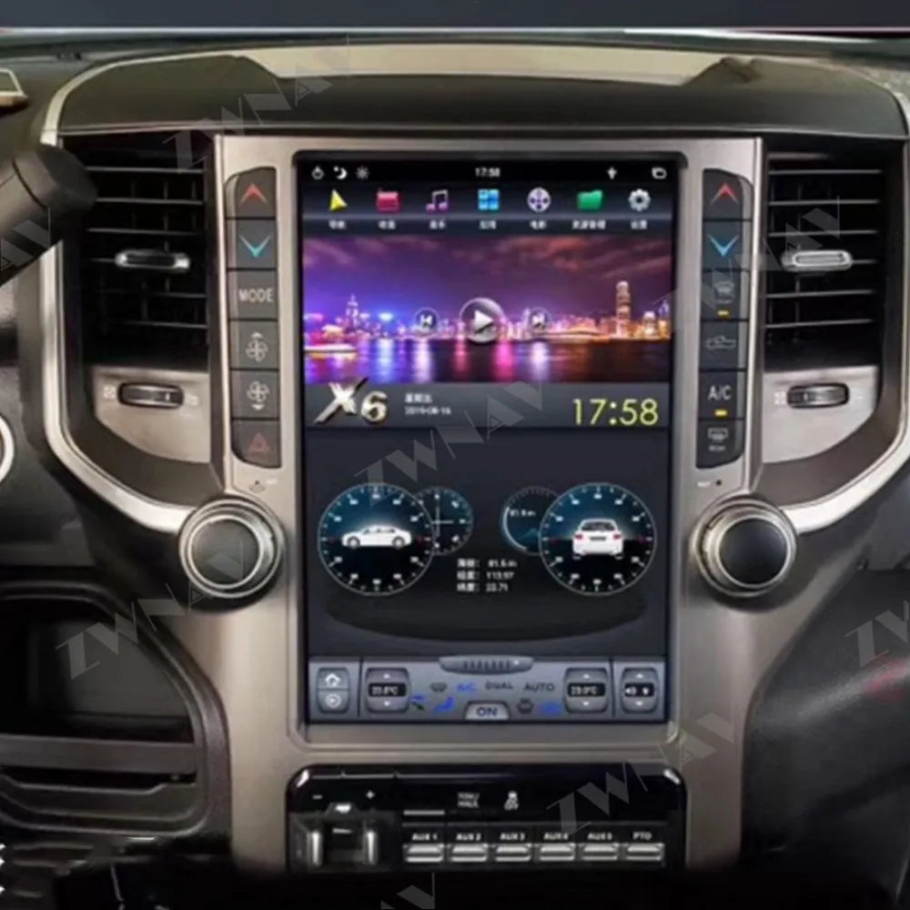 Autoradio pour Dodge RAM 2018 2019 2020 Android Radio voiture Navigation lecteur multimédia GPS Navigation autoradio magnétophone